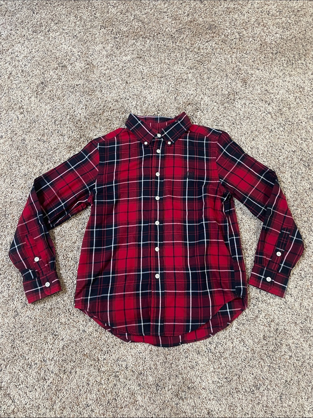 Chaps Red Black Plaid Button-Down Shirt